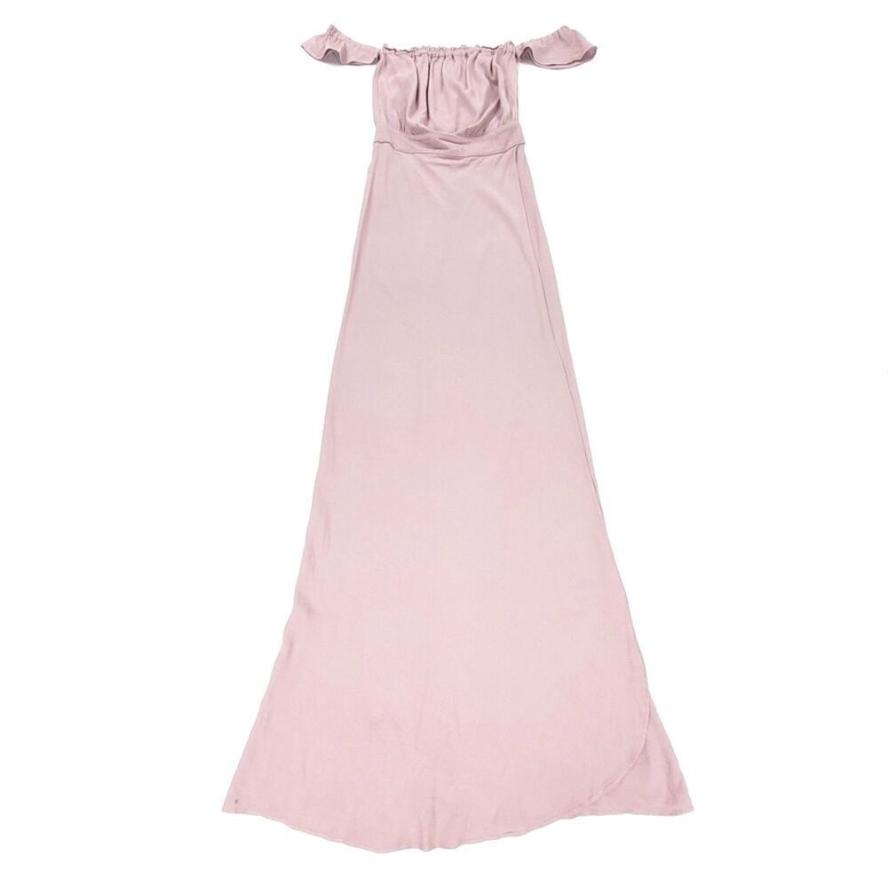 FLYNN SKYE Bella Ethereal Boho Off Shoulder Slit Maxi Dress Prom Dusty Mauve XS
